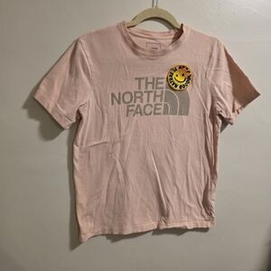 The North Face Kids Pink Tee with Smiley Graphic